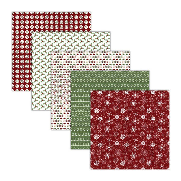 red green christmas holiday winter holly owls ribbons snowflake background craft supplies