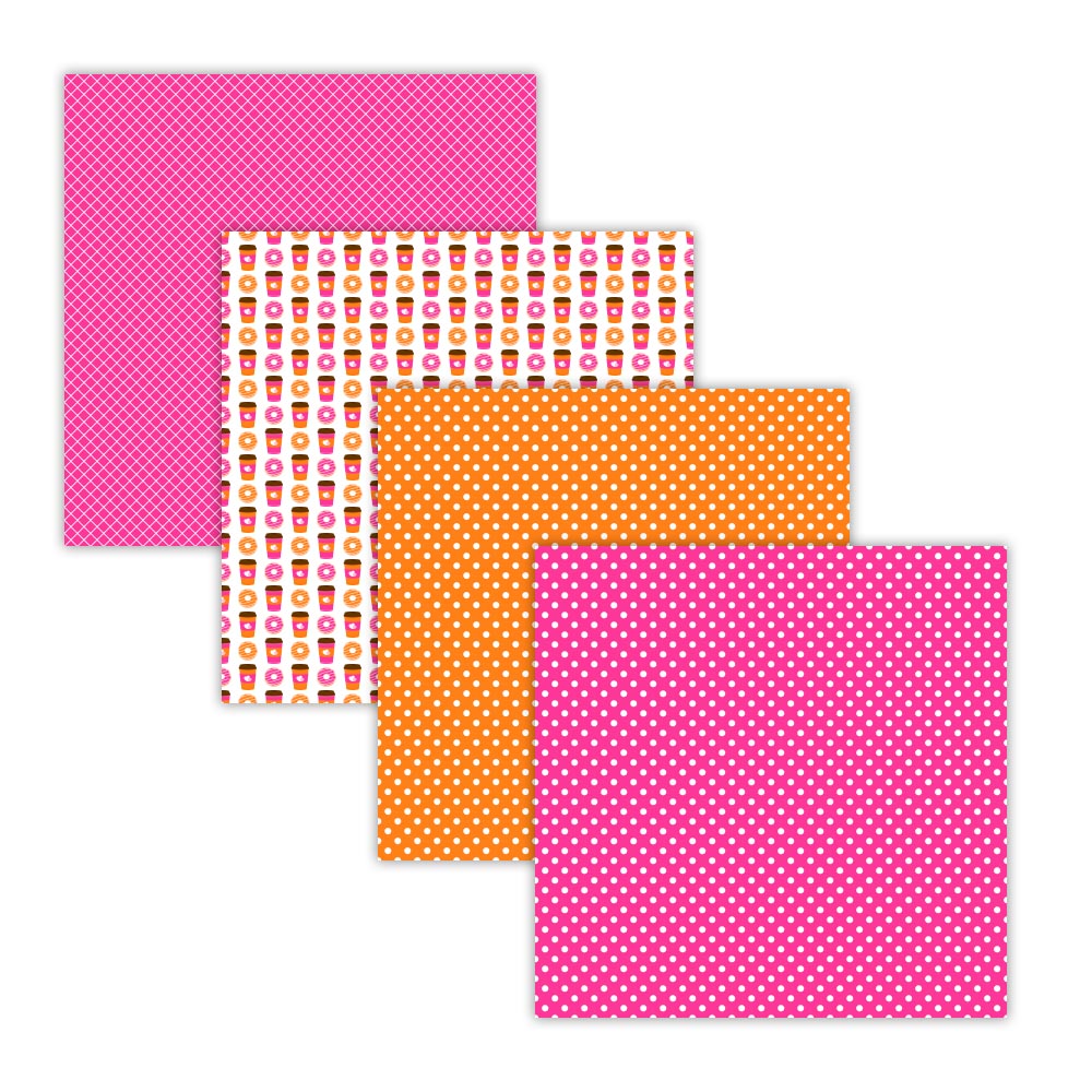 pink polka dot digital paper, coffee latte patterns