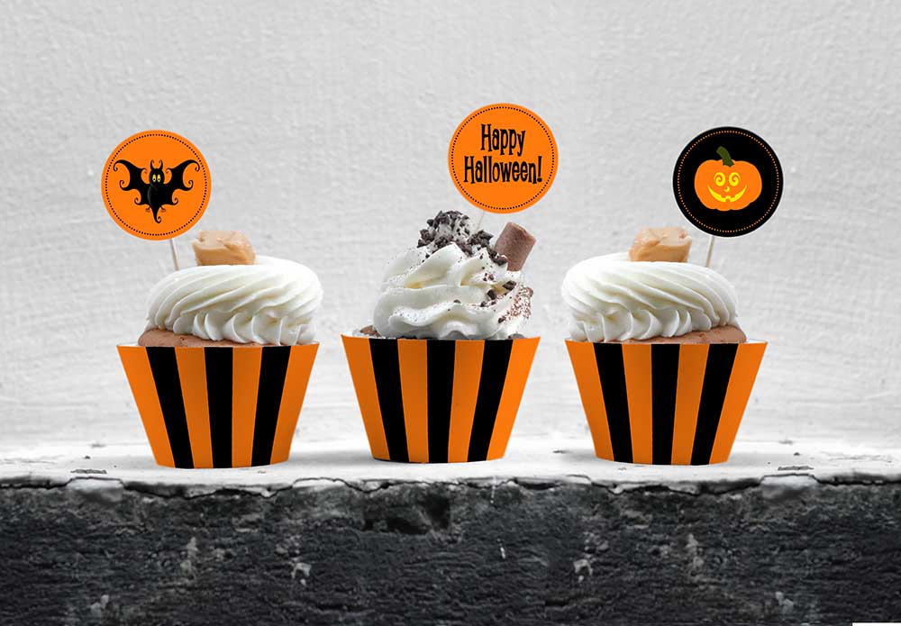 kids halloween trick trunk treat party decorations printable cupcake wrappers tags fun kids craft projects supplies