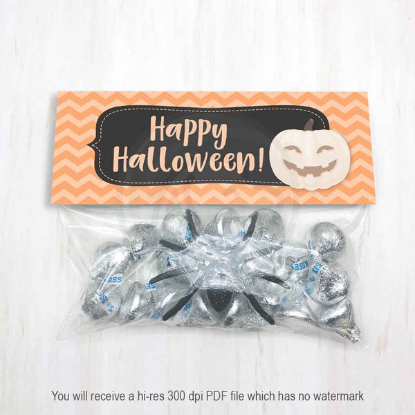 printable halloween kids party favor bags treat candy good bag toppers pumpkin