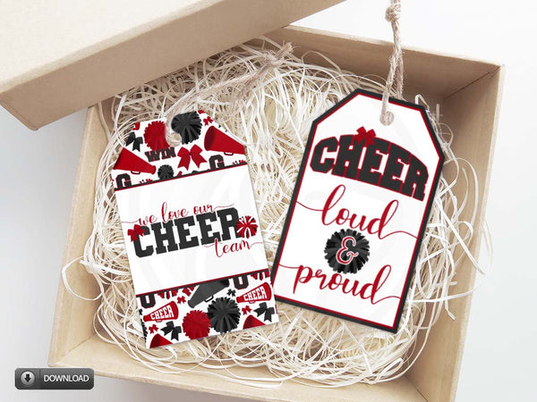 megaphone pompom cheerleader gift tags