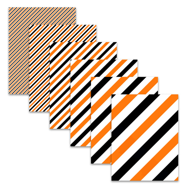 Printable Halloween Digital Papers Orange Black Stripes