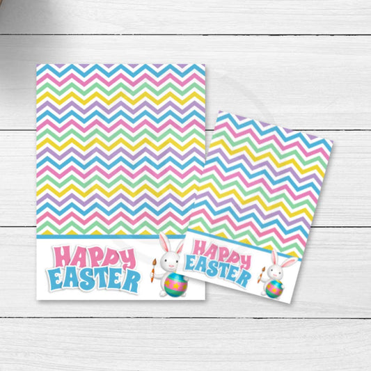 printable easter bunny mini large cookie card,rainbow chevron easter cards