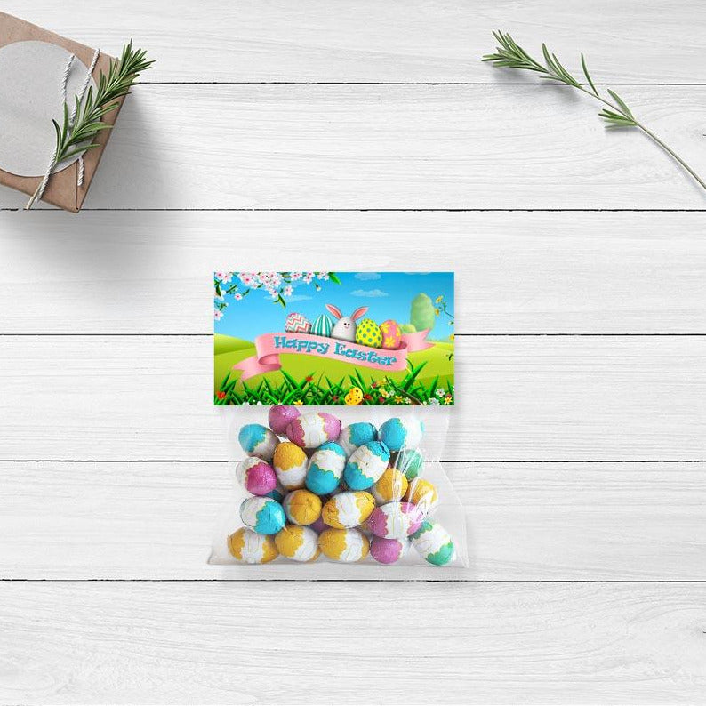 Printable Easter Bunny Treat Bag Toppers for Spring and Easter Parties, Happy Easter Goody Bag Topper Download