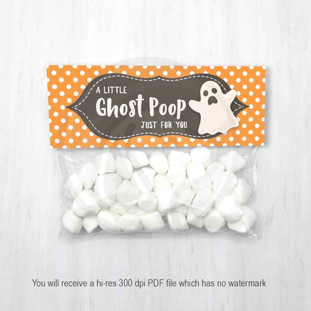 printable halloween host party favor bags for marshmallow ghost poop kids halloween fun