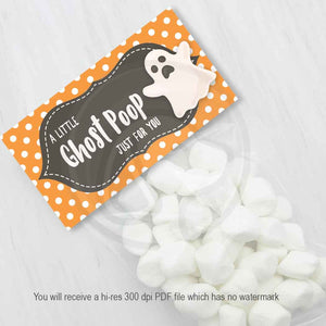 halloween ghost poop treat candy favor bag printable toppers party favors 