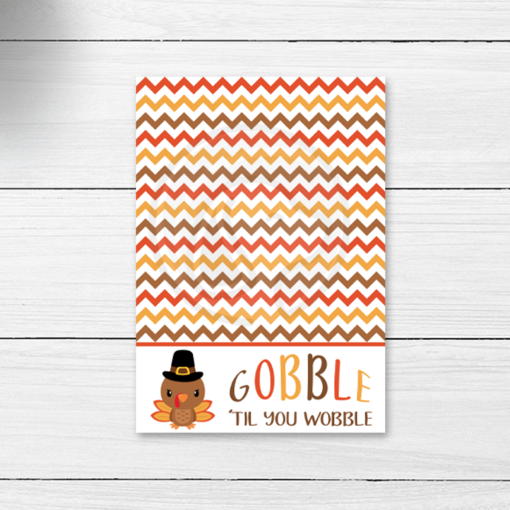 printable gobble til you wobble thanksgiving turkey mini cookie and note cards 3.5x5