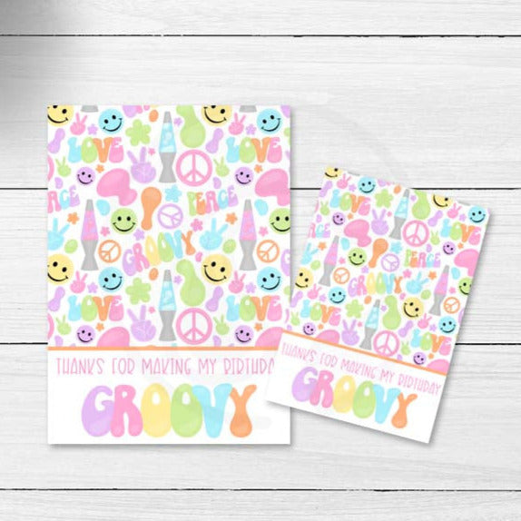 printable birthday cookie card, hippie groovy cookie card tags, large cookie cards, mini cookie cards