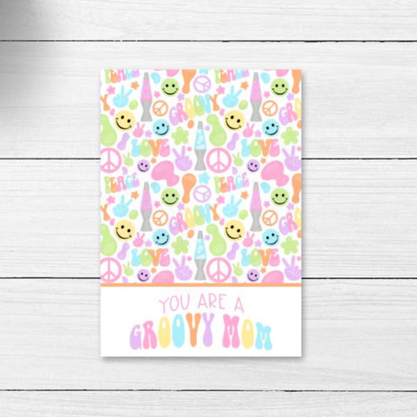 printable groovy mom card, groovy mom mini cookie card download
