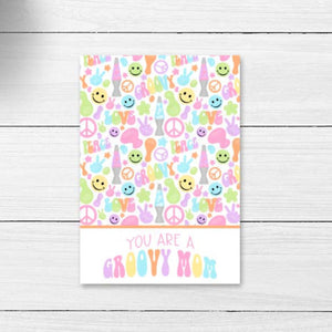 printable groovy mom card, groovy mom mini cookie card download