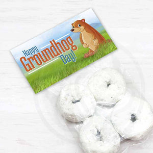 groundhog day ground hog printable candy cookie treat bag topper classroom party spring winter party favor bags kids craft projects Punxsutawney Phil instant download printables