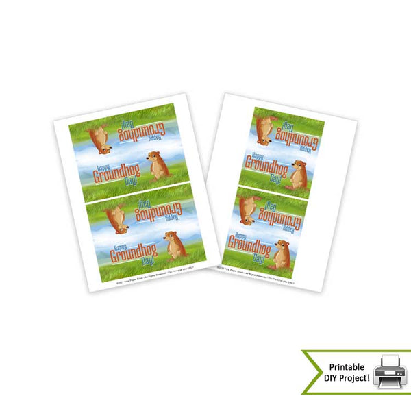 groundhog day printable cookie candy treat craft school supply bag topper printable instant download Punxsutawney Phil