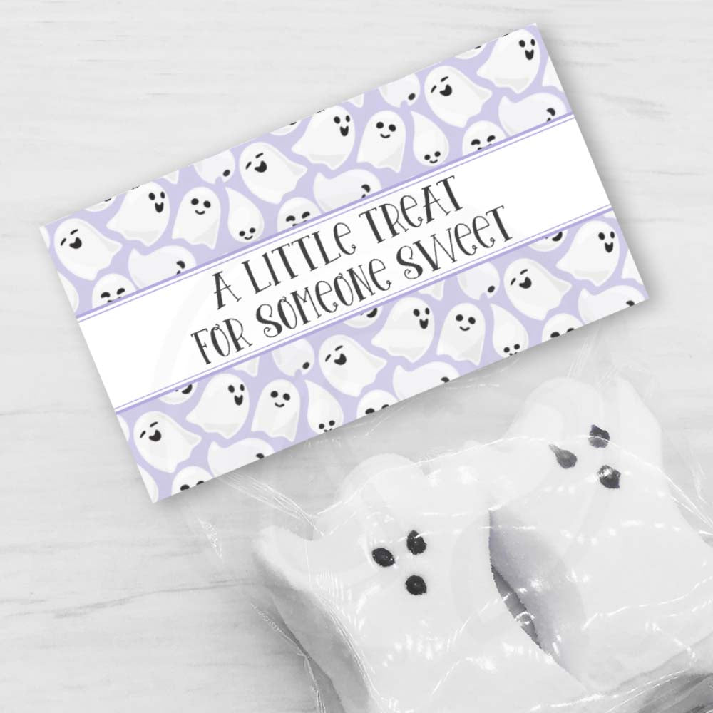 lavender halloween ghost treat bag topper