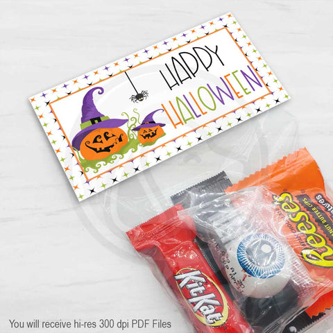 happy halloween pumpkin treat candy favor bag toppers printable kids halloween party favors supplies your paper stash