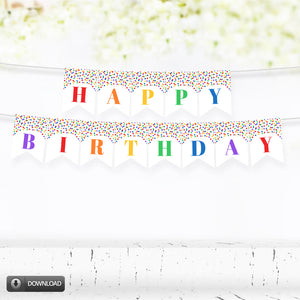 printable happy birthday confetti banner,kids birthday banner,diy birthday party decorations