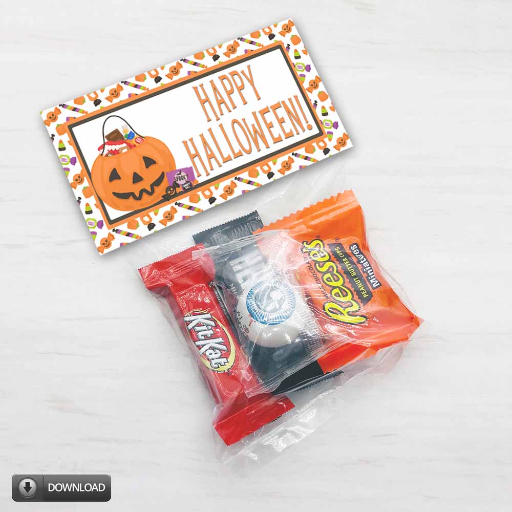 Halloween Pumpkin Treat Bag Topper for Candy Bags and Party Favors