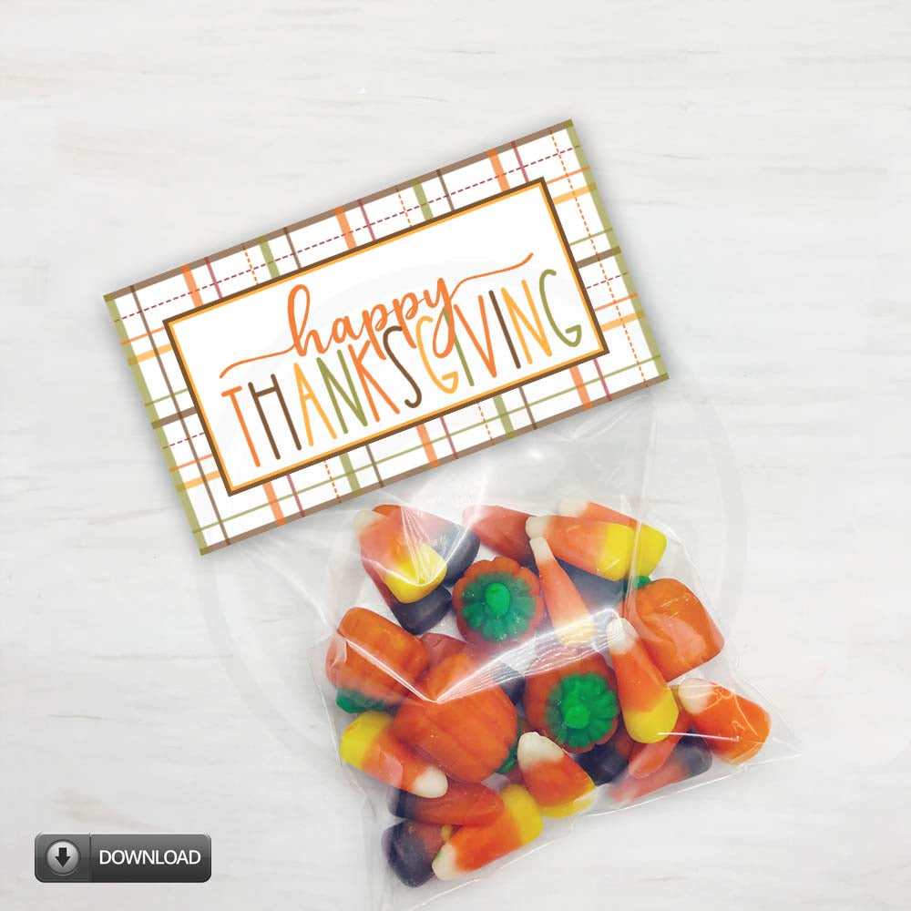 Happy Thanksgiving Printable Cookie And Treat Bag Toppers