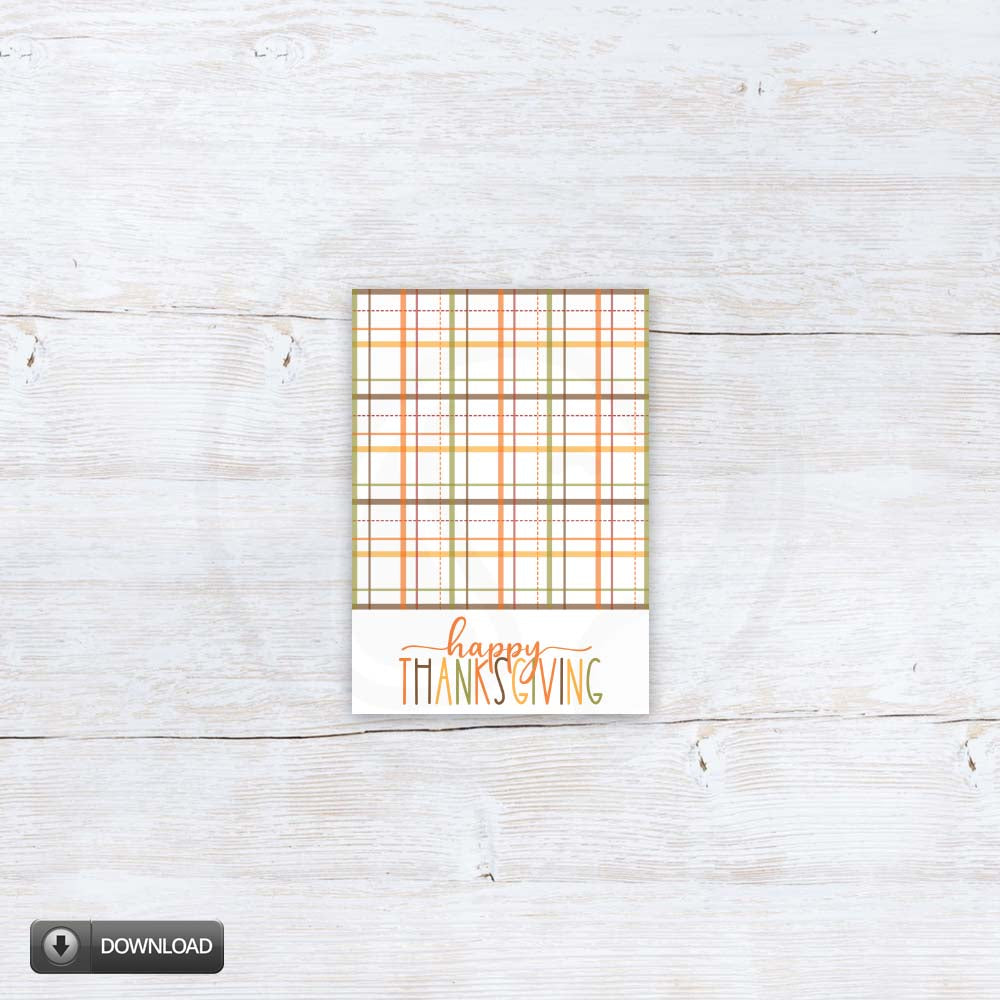 Happy Thanksgiving Printable 3.5x5 Cookie Card