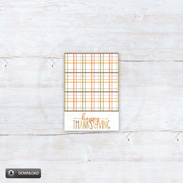 Happy Thanksgiving Printable 3.5x5 Cookie Card