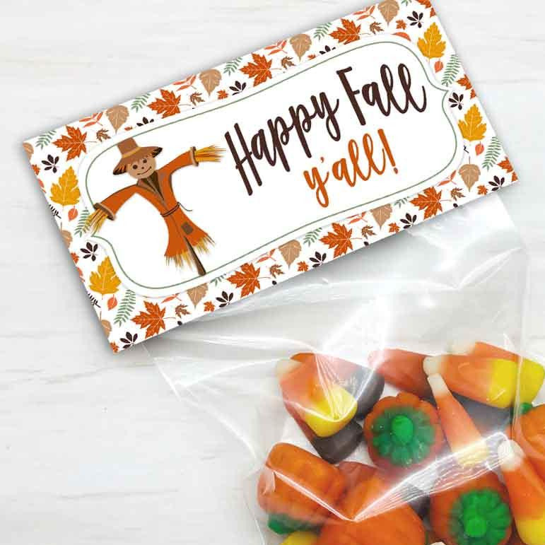 printable happy fall y'all thanksgiving autumn halloween treat candy goody favor bag toppers 