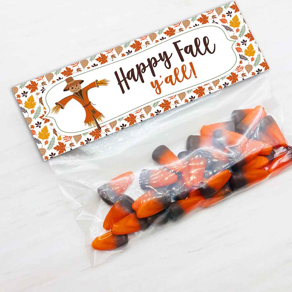 halloween autumn fall festival bake sale thanksgiving scarecrow treat candy goody bag toppers diy party favor bags