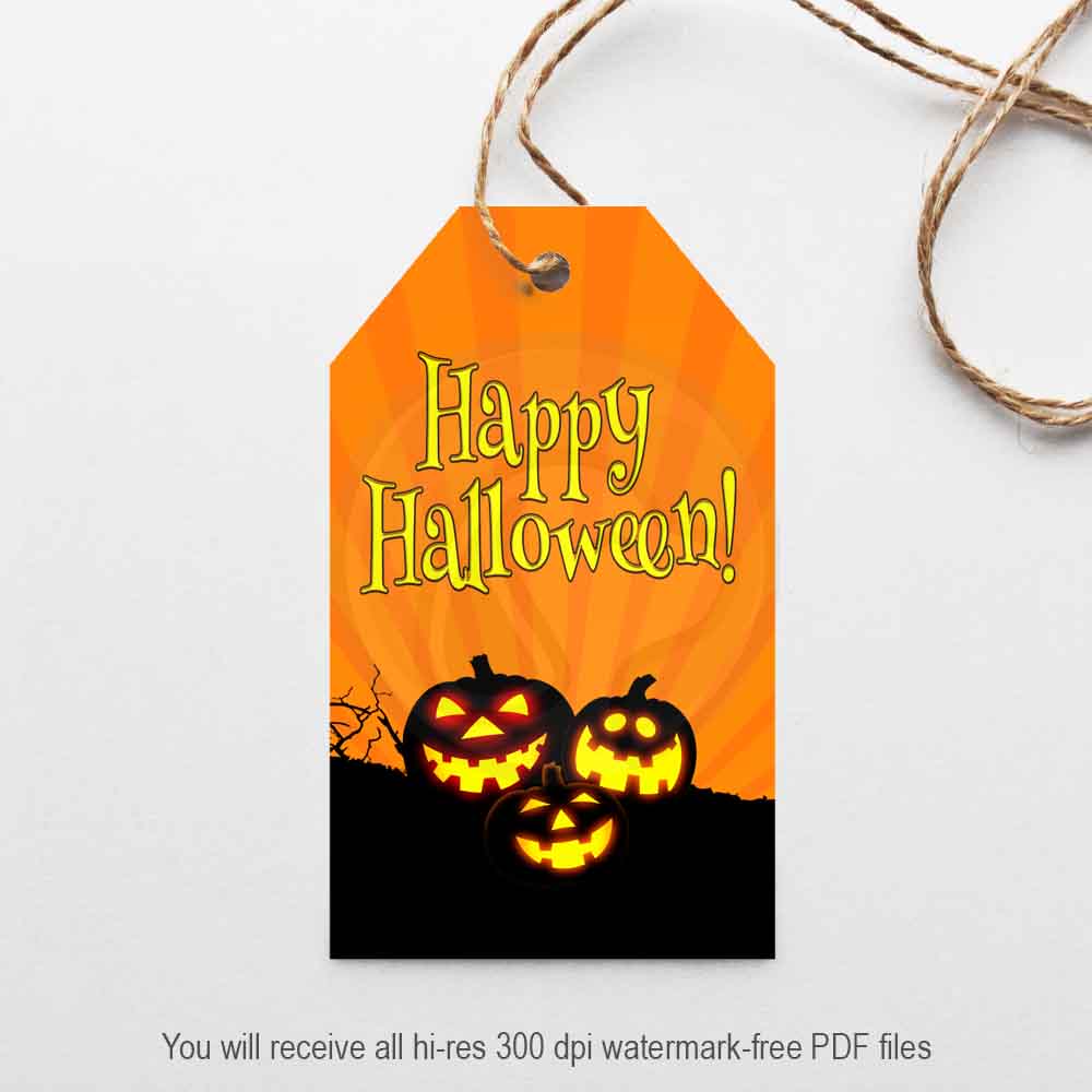happy halloween pumpkin jack o lantern printable gift tags party decorations 