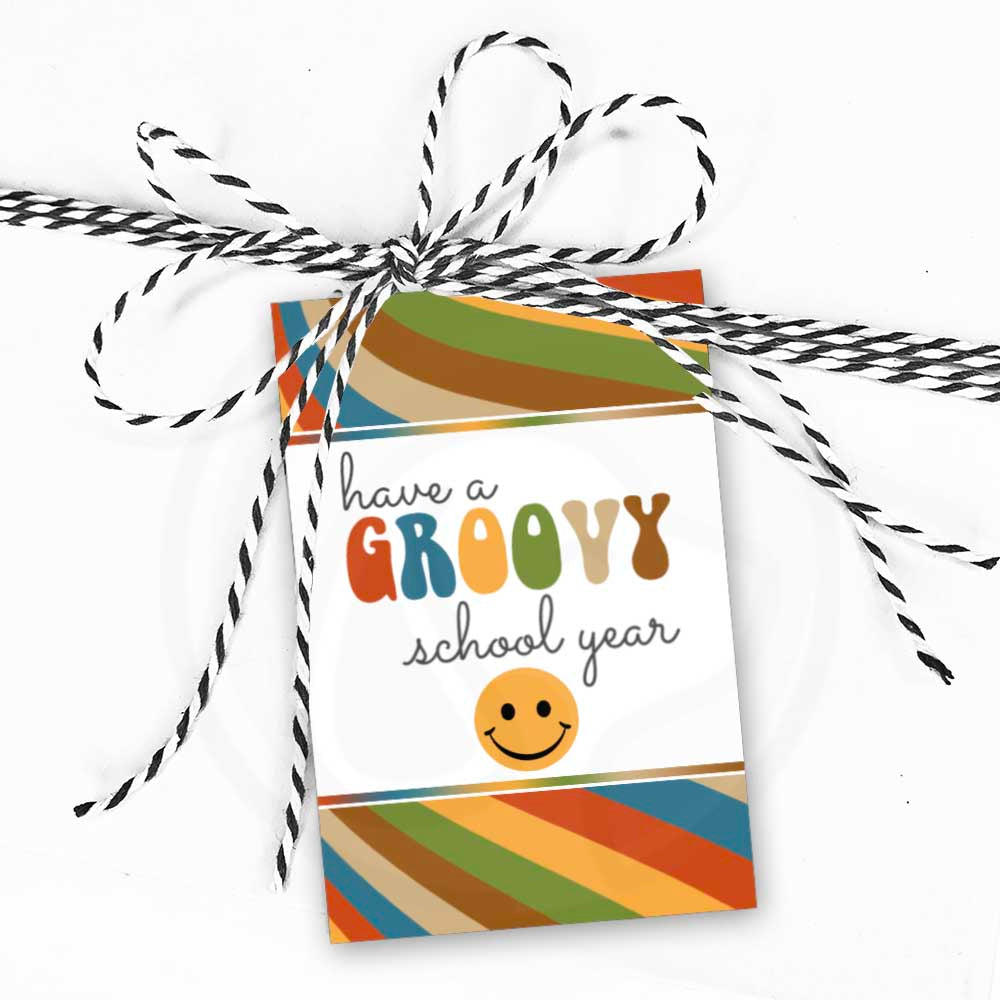 retro 60s groovy classroom gift tags