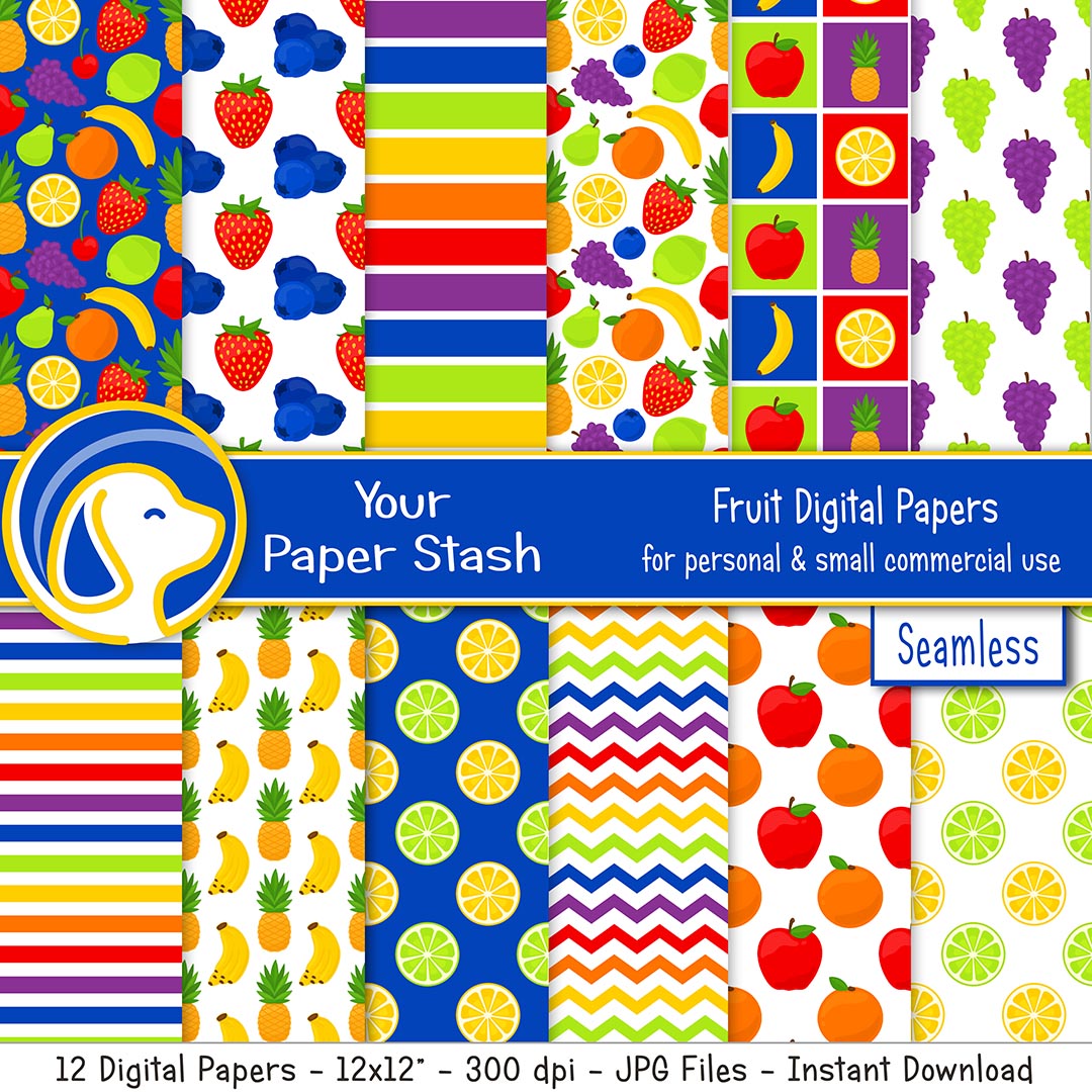 healthy fruit seamless digital scrapbook paper backgrounds