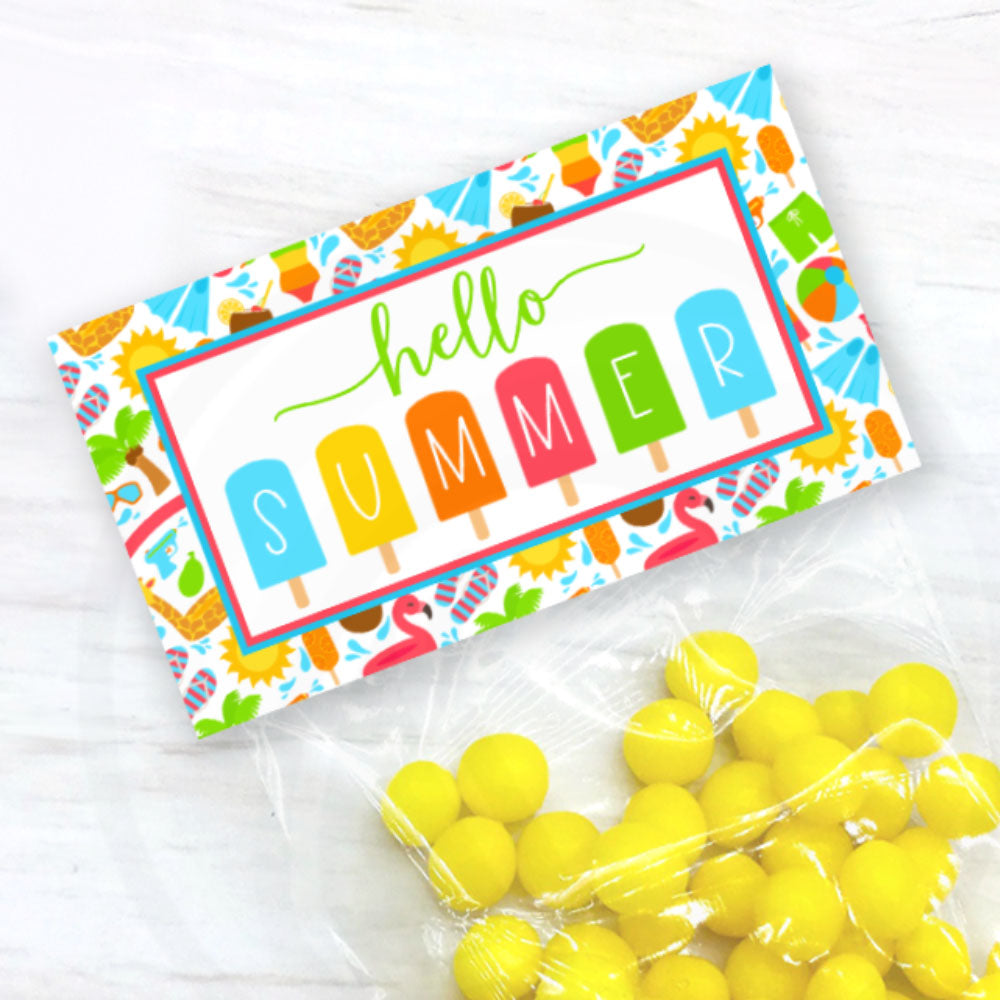 hello summer printable treat bag toppers,end of year school celebration bag topper
