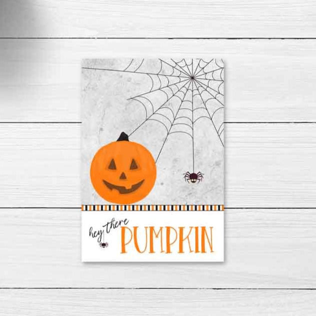 printable hey there pumpkin halloween spider cookie card tag bag topper printable party favor craft project supplies your paper stash yourpaperstash