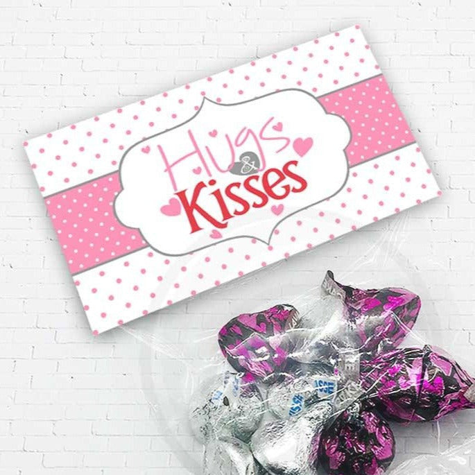 hugs and kisses valentines day candy good treat bag topper download printable kids classroom party cookie bag topper your paper stash