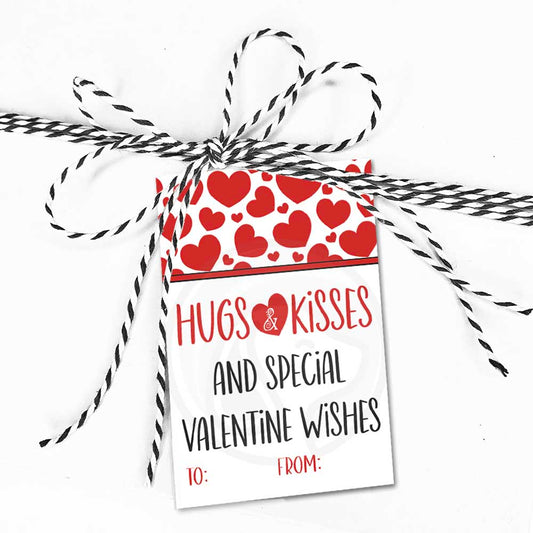 printable hugs and kisses gift tags cookie card tag kids valentine classroom card hug kiss valentine wishes instant download red hearts