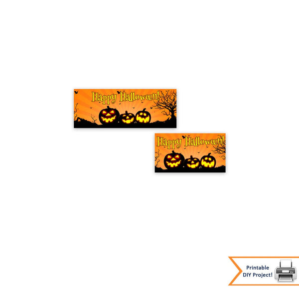 Halloween Treat and Candy Bag Toppers With Pumpkins and Bats