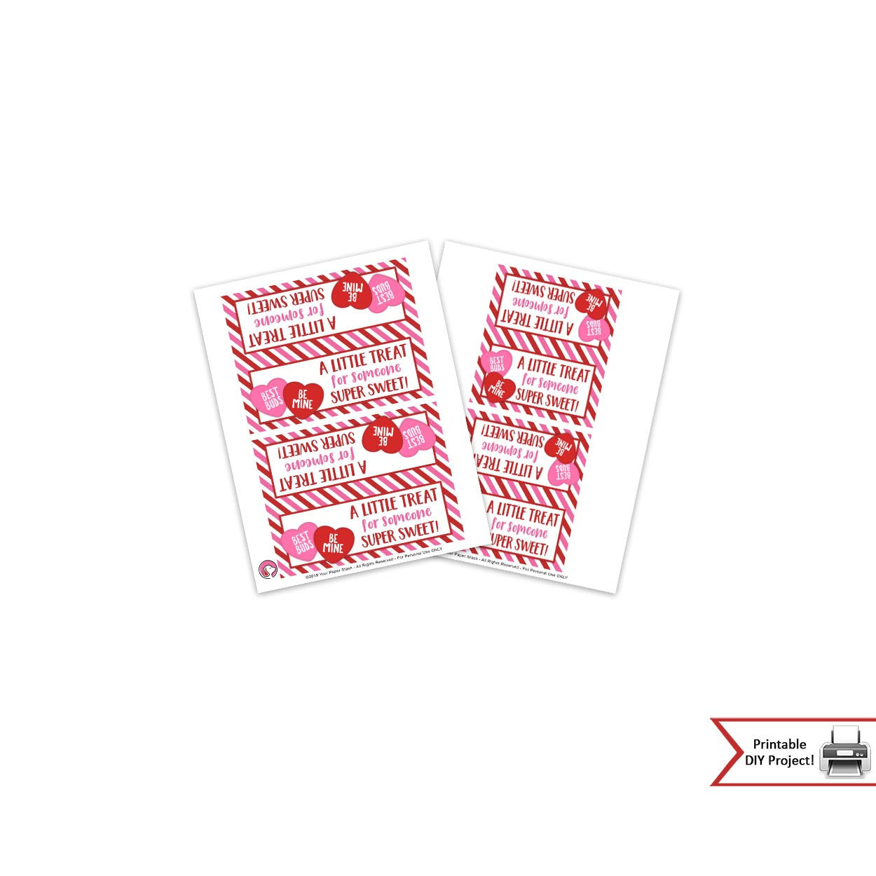 Valentine's Day Conversation Heart Candy Bag Toppers