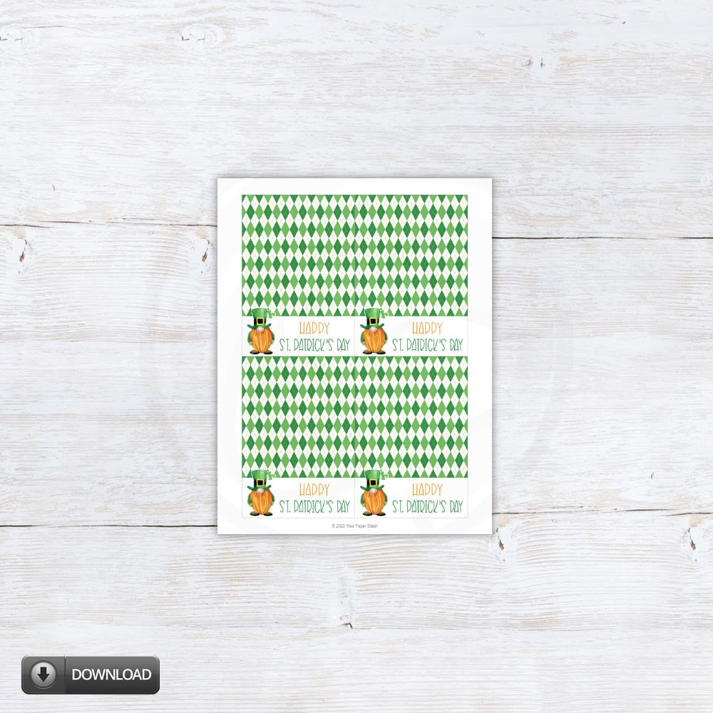 printable st patricks day note cards with leprechauns and argyle