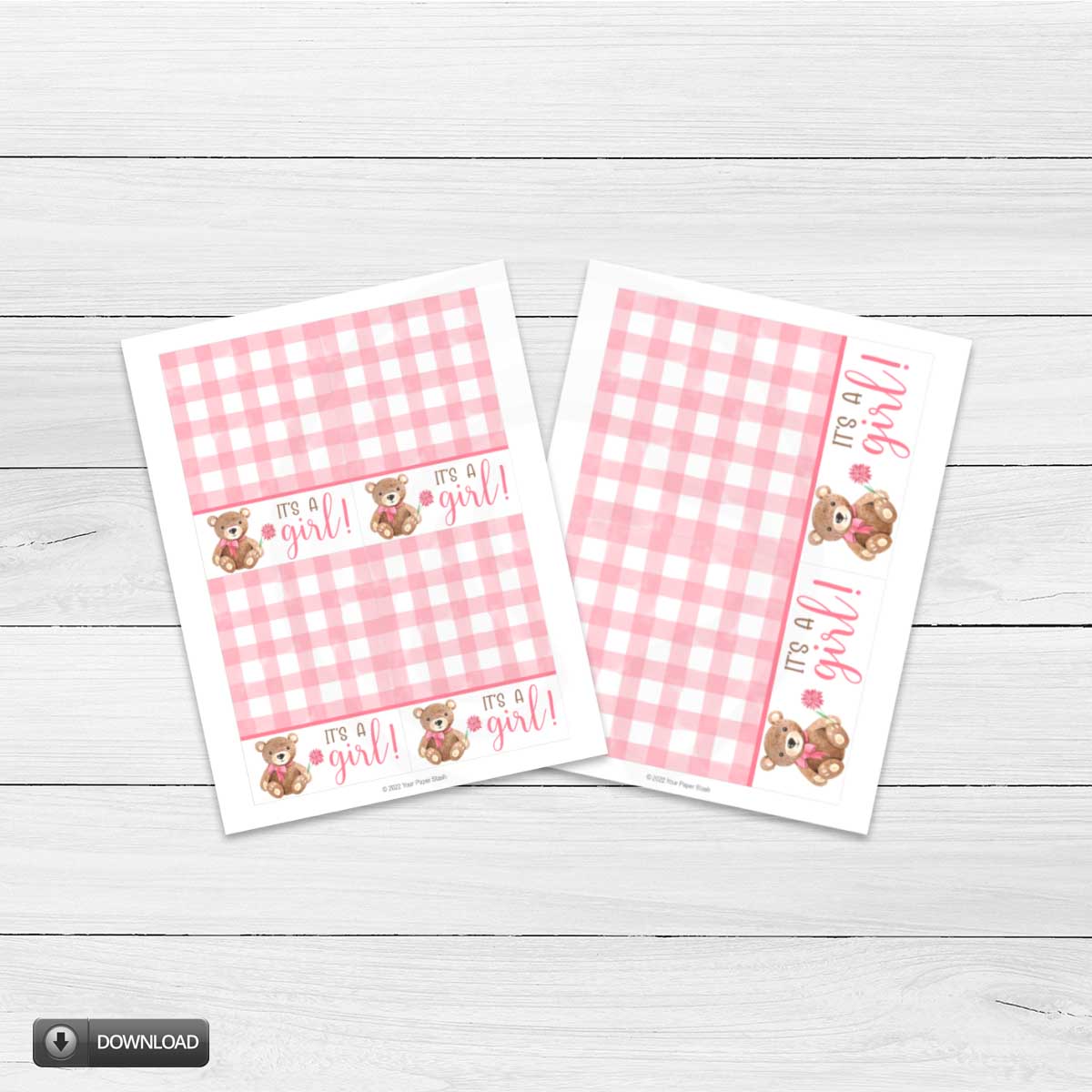It's A Girl Printable Cookie Cards or Advice Cards