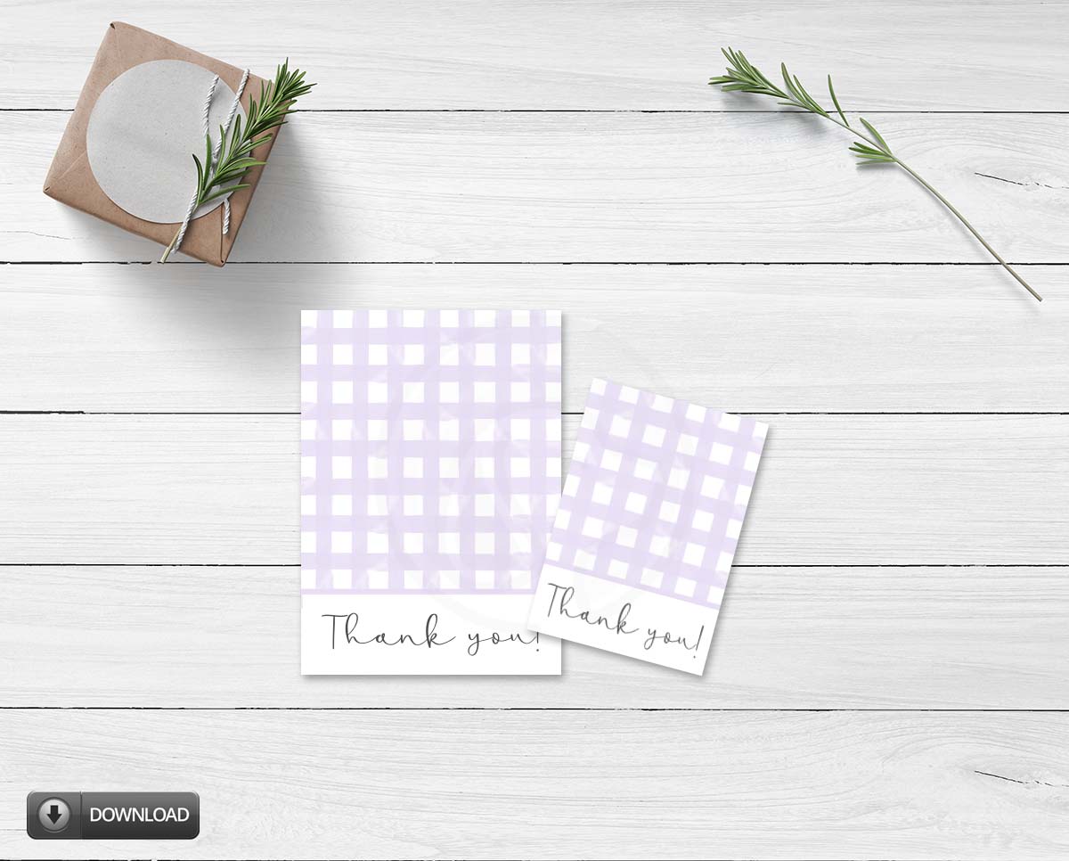 Printable Lavender Thank You Cookie Cards