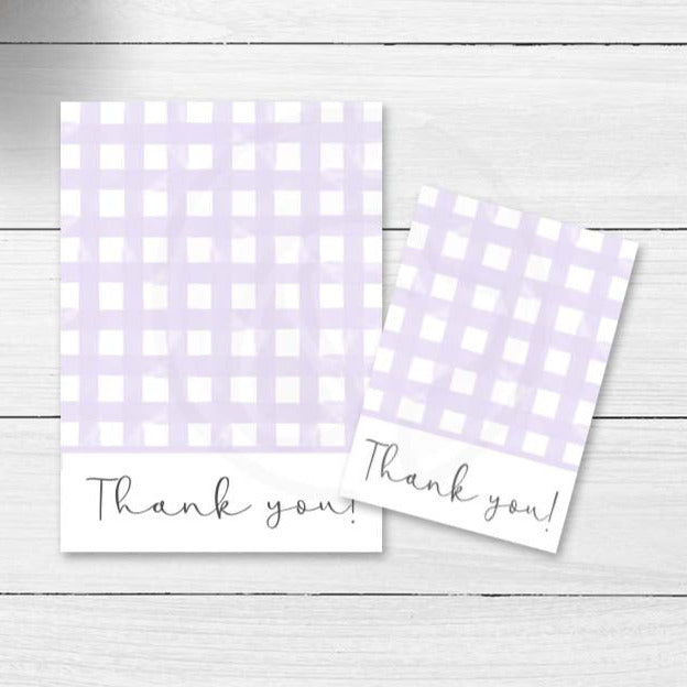 lavender thank you printable mini cookie cards, 3.5x5" printable thank you note card