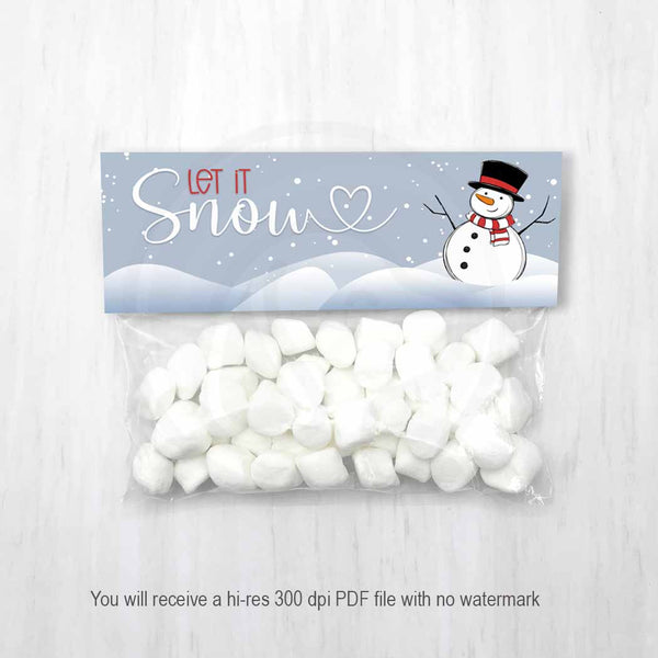 printable kids christmas classroom party favor bag toppers snowman poop let it snow blue christmas printables