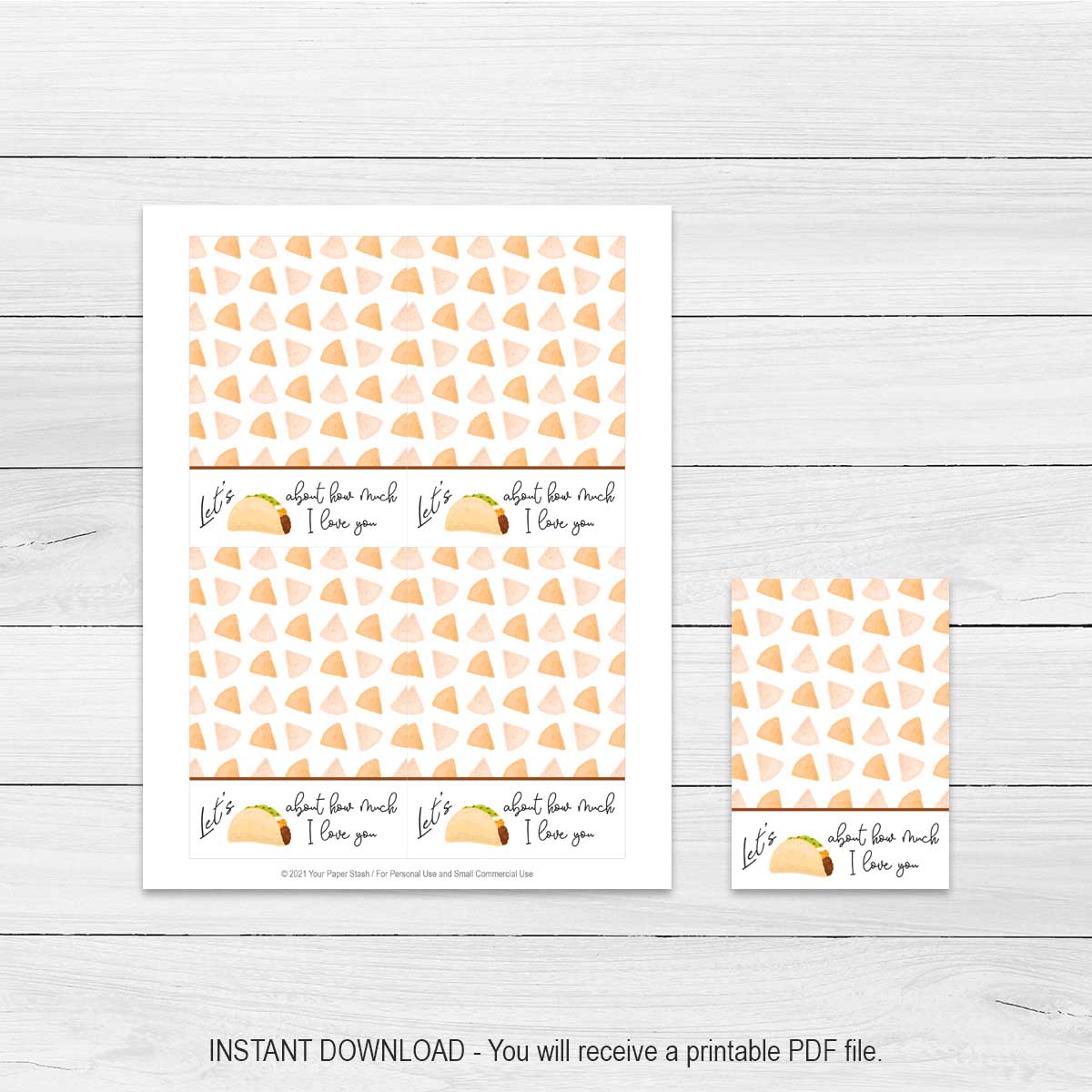 Let's Taco About How Much I Love You Printable Cookie Card