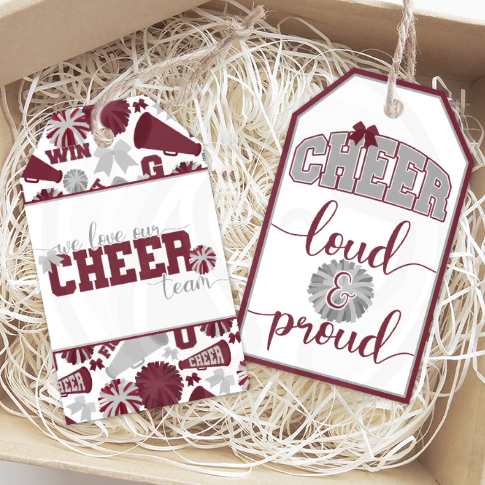 cheer team printable gift tags, cheer competition tags