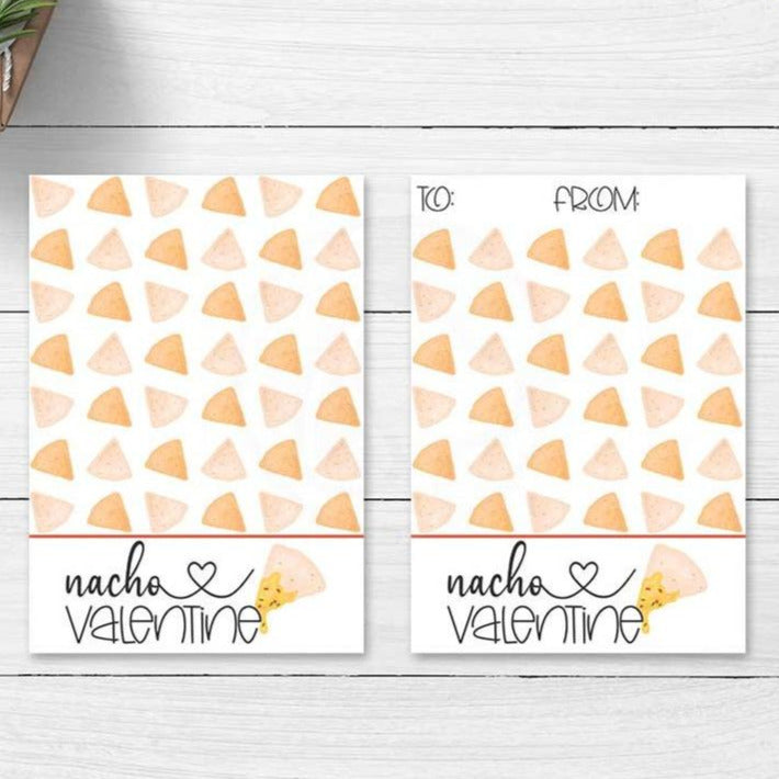 printable nacho valentine card cookie cards tags kids valentine's day party fun supplies decorations instant download pun cute  your paper stash yourpaperstash