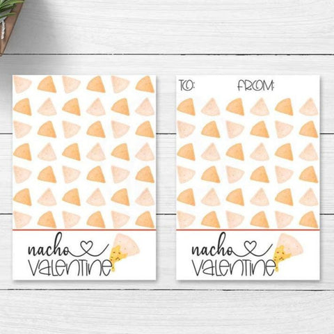 printable nacho valentine card cookie cards tags kids valentine's day party fun supplies decorations instant download pun cute  your paper stash yourpaperstash