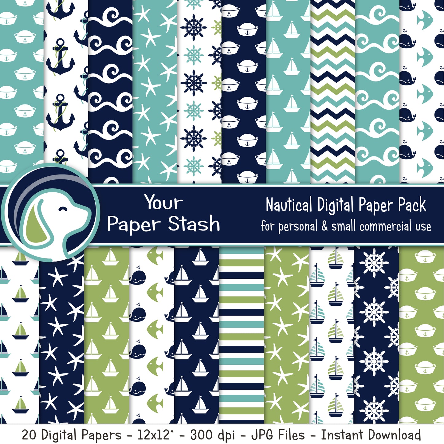 Nautical Digital Scrapbook Papers And Backgrounds