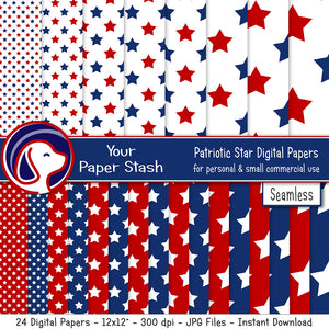 red white blue star digital scrapbook paper,patriotic scrapbook pages