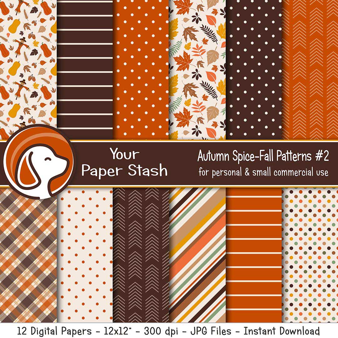 Autumn Pumpkin Spice Digital Scrapbook Papers & Backgrounds