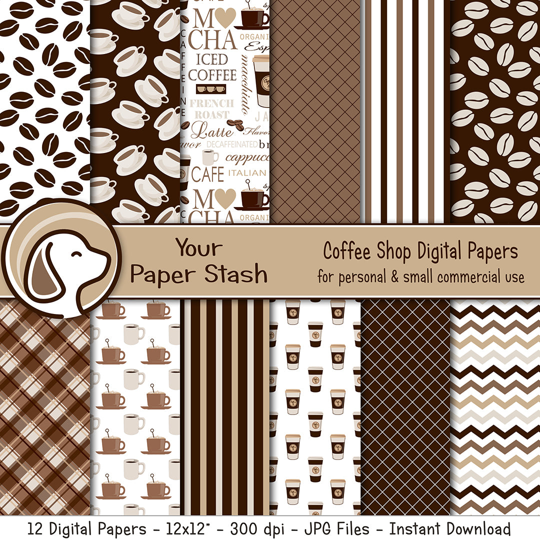 coffee shop digital scrapbook paper background