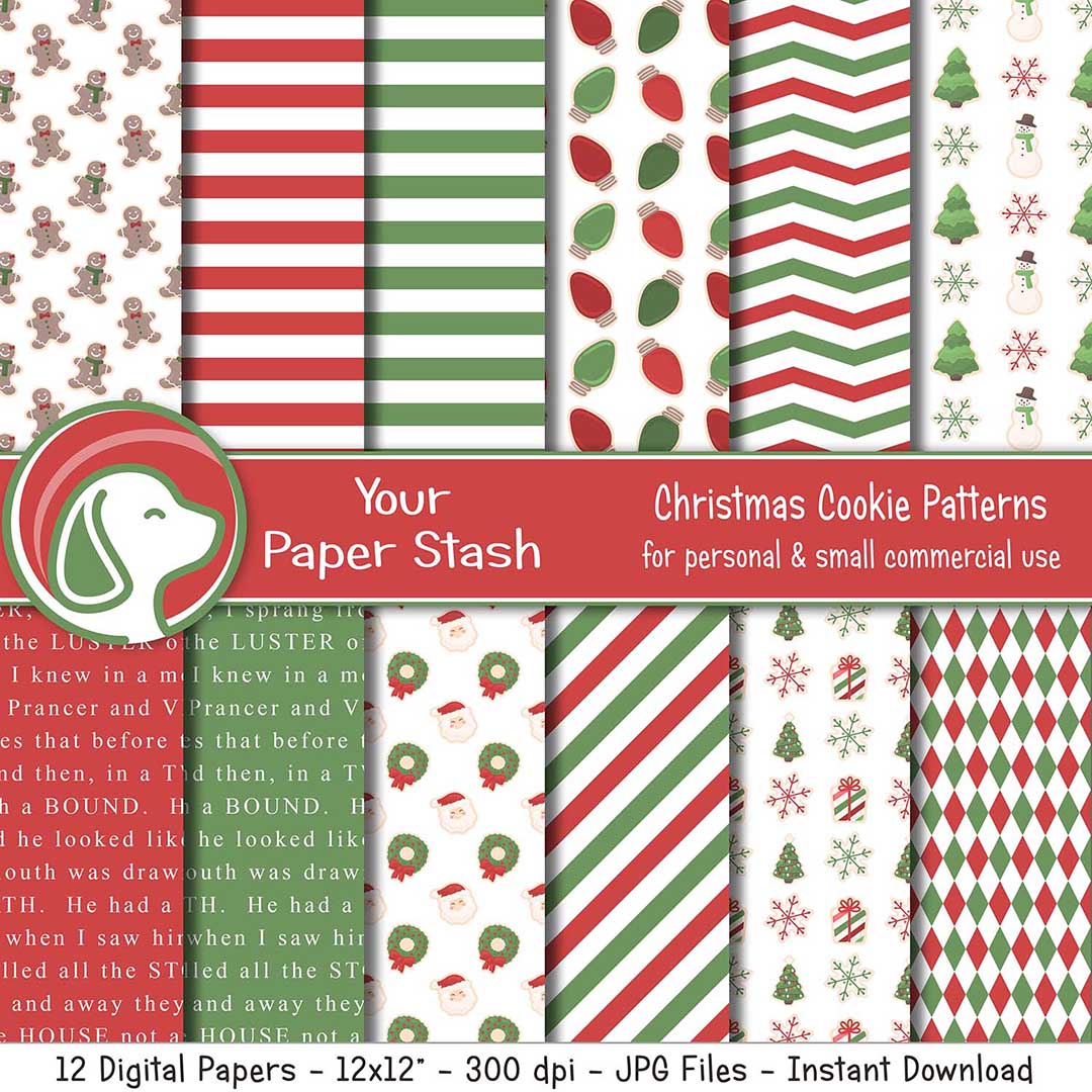 christmas and holiday cookie digital scrapbook papers and backgrounds
