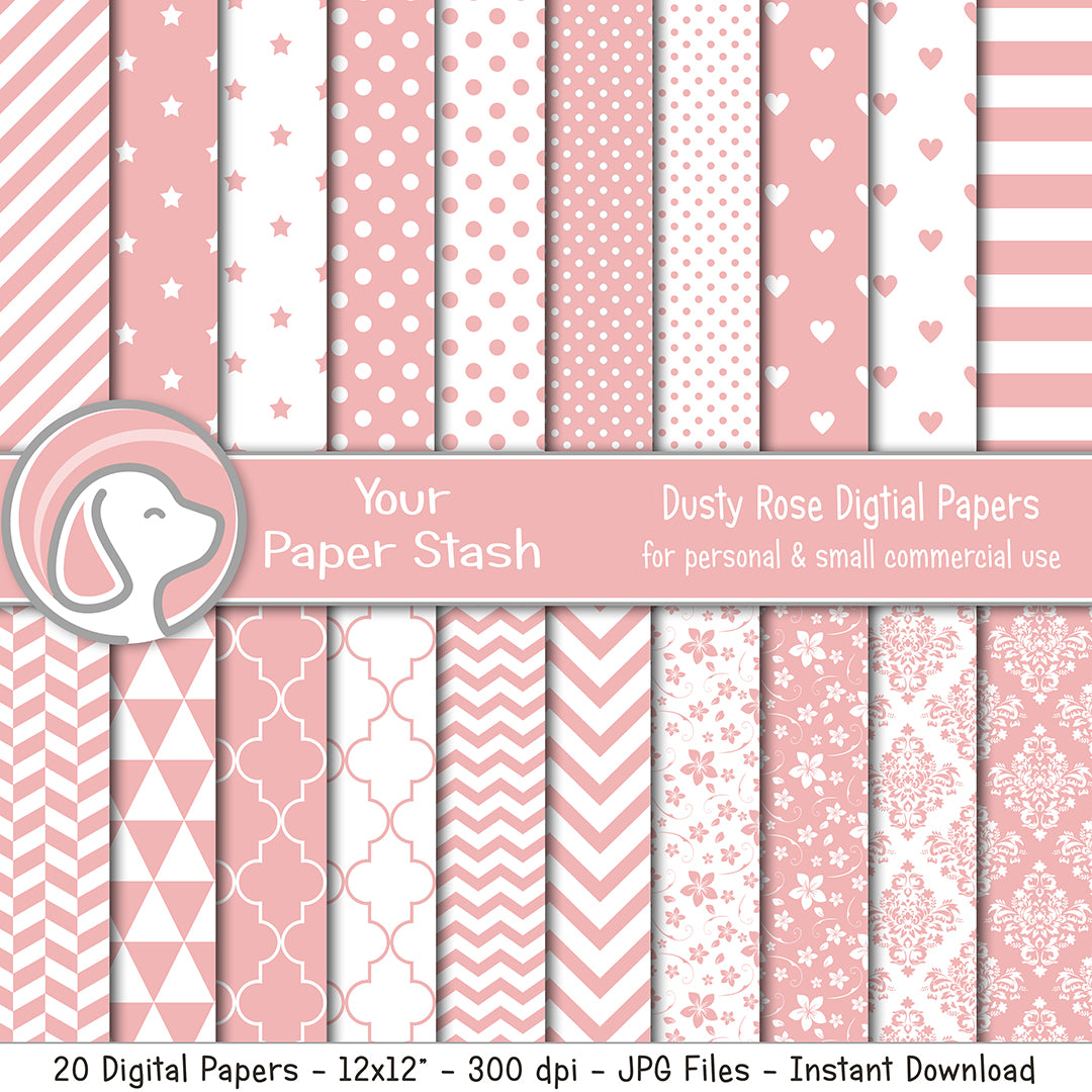 Baby Girl Dusty Rose Digital Paper Backgrounds