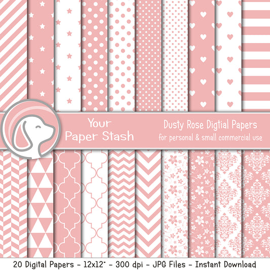 Baby Girl Dusty Rose Digital Paper Backgrounds